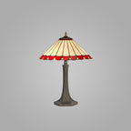 NLK02959 Umbrian 2 Light Octagonal Table Lamp With 40cm Tiffany Shade Red/Chrome/Crystal/Aged Antique Brass