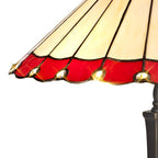 NLK02959 Umbrian 2 Light Octagonal Table Lamp With 40cm Tiffany Shade Red/Chrome/Crystal/Aged Antique Brass