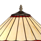 NLK02959 Umbrian 2 Light Octagonal Table Lamp With 40cm Tiffany Shade Red/Chrome/Crystal/Aged Antique Brass