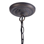 NLK02969 Umbrian 1 Light Down Lighter Pendant With 40cm Tiffany Shade Red/Chrome/Crystal/Aged Antique Brass