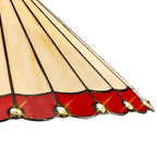 NLK02969 Umbrian 1 Light Down Lighter Pendant With 40cm Tiffany Shade Red/Chrome/Crystal/Aged Antique Brass