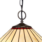 NLK02979 Umbrian 2 Light Down Lighter Pendant With 40cm Tiffany Shade Red/Chrome/Crystal/Aged Antique Brass