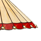 NLK02979 Umbrian 2 Light Down Lighter Pendant With 40cm Tiffany Shade Red/Chrome/Crystal/Aged Antique Brass