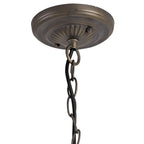 NLK02989 Umbrian 3 Light Down Lighter Pendant With 40cm Tiffany Shade Red/Chrome/Crystal/Aged Antique Brass
