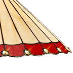 NLK02989 Umbrian 3 Light Down Lighter Pendant With 40cm Tiffany Shade Red/Chrome/Crystal/Aged Antique Brass