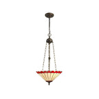 NLK03009 Umbrian 3 Light Up Lighter Pendant With 40cm Tiffany Shade Red/Chrome/Crystal/Aged Antique Brass