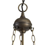 NLK03009 Umbrian 3 Light Up Lighter Pendant With 40cm Tiffany Shade Red/Chrome/Crystal/Aged Antique Brass