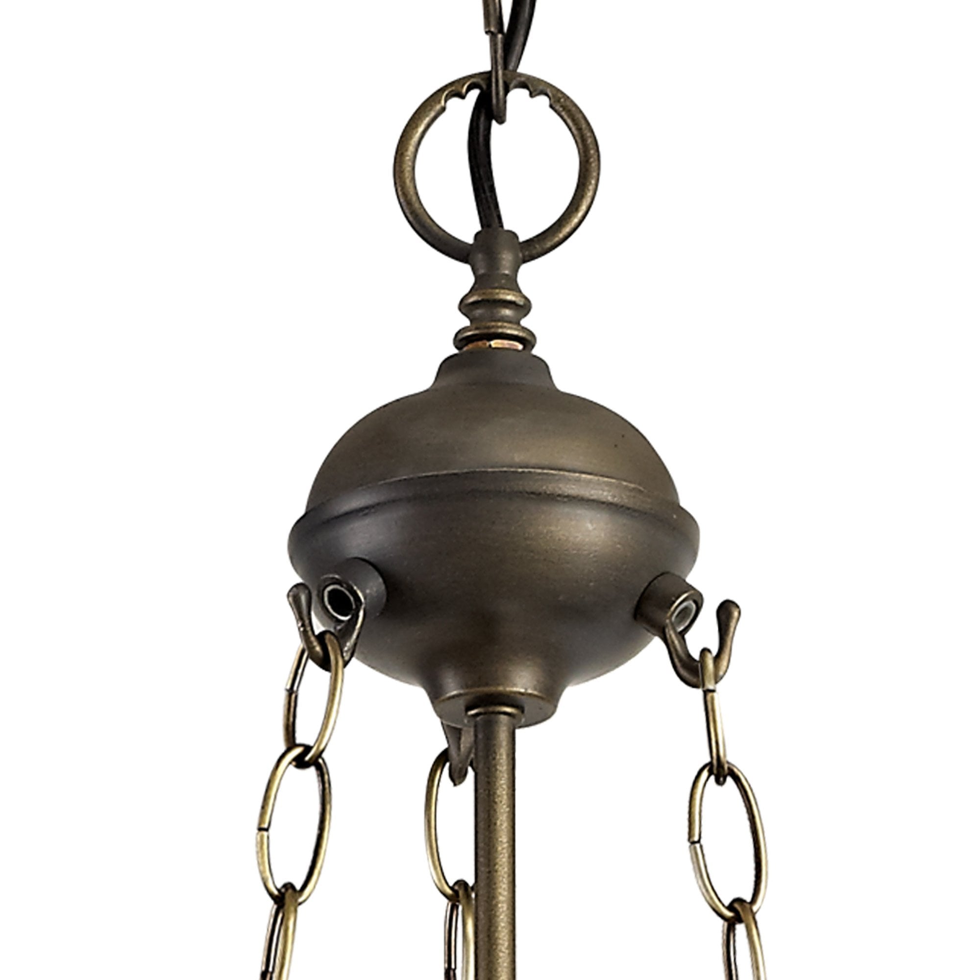NLK03009 Umbrian 3 Light Up Lighter Pendant With 40cm Tiffany Shade Red/Chrome/Crystal/Aged Antique Brass
