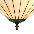 NLK03009 Umbrian 3 Light Up Lighter Pendant With 40cm Tiffany Shade Red/Chrome/Crystal/Aged Antique Brass