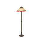 NLK03029 Umbrian 2 Light Leaf Design Floor Lamp With 40cm Tiffany Shade Red/Chrome/Crystal/Aged Antique Brass