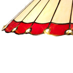 NLK03029 Umbrian 2 Light Leaf Design Floor Lamp With 40cm Tiffany Shade Red/Chrome/Crystal/Aged Antique Brass