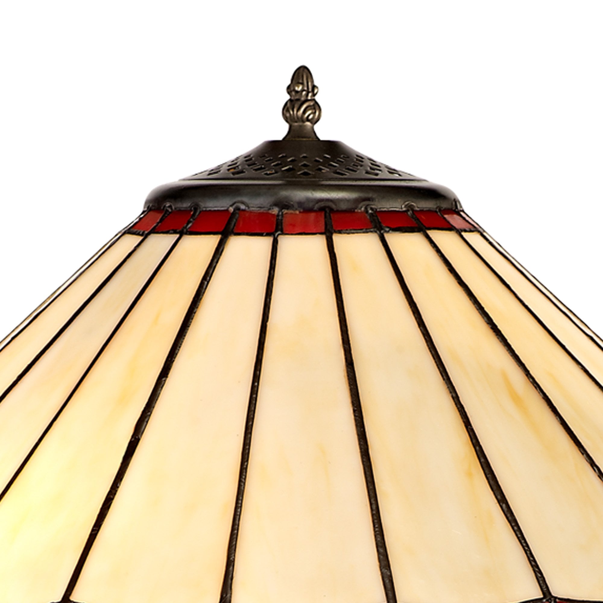 NLK03029 Umbrian 2 Light Leaf Design Floor Lamp With 40cm Tiffany Shade Red/Chrome/Crystal/Aged Antique Brass