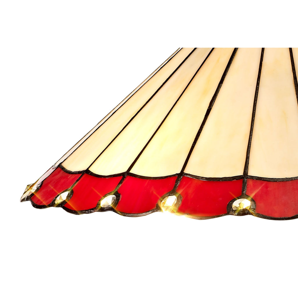 NLK03029 Umbrian 2 Light Leaf Design Floor Lamp With 40cm Tiffany Shade Red/Chrome/Crystal/Aged Antique Brass