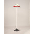NLK03039 Umbrian 2 Light Stepped Design Floor Lamp With 40cm Tiffany Shade Red/Chrome/Crystal/Aged Antique Brass