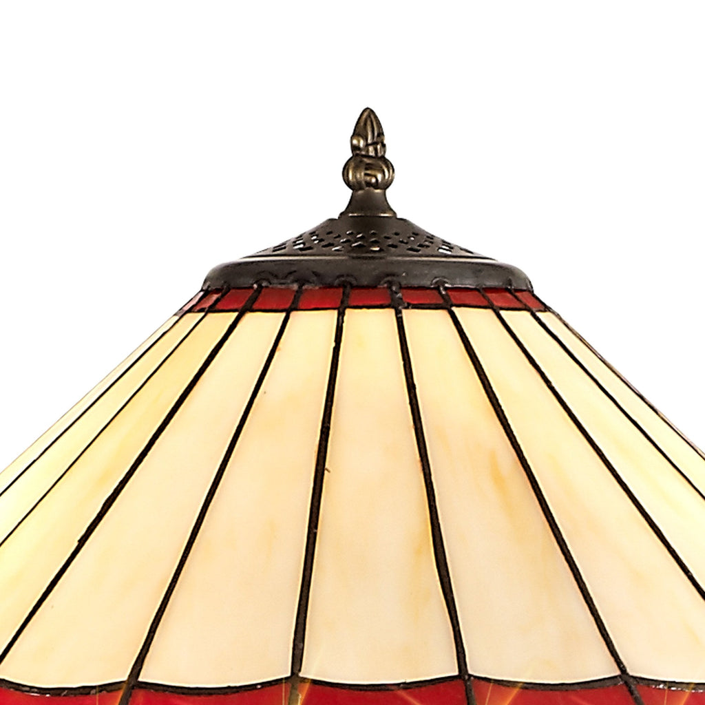 NLK03039 Umbrian 2 Light Stepped Design Floor Lamp With 40cm Tiffany Shade Red/Chrome/Crystal/Aged Antique Brass