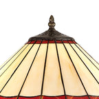 NLK03039 Umbrian 2 Light Stepped Design Floor Lamp With 40cm Tiffany Shade Red/Chrome/Crystal/Aged Antique Brass