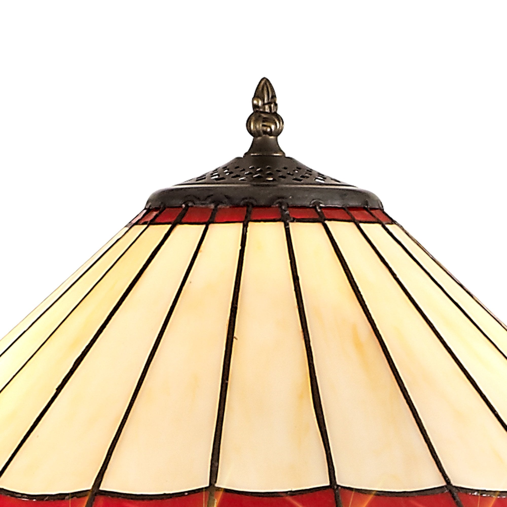 NLK03039 Umbrian 2 Light Stepped Design Floor Lamp With 40cm Tiffany Shade Red/Chrome/Crystal/Aged Antique Brass