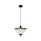 NLK03049 Umbrian 1 Light Up Lighter Pendant With 30cm Tiffany Shade Blue/Chrome/Crystal/Black