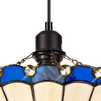 NLK03049 Umbrian 1 Light Up Lighter Pendant With 30cm Tiffany Shade Blue/Chrome/Crystal/Black