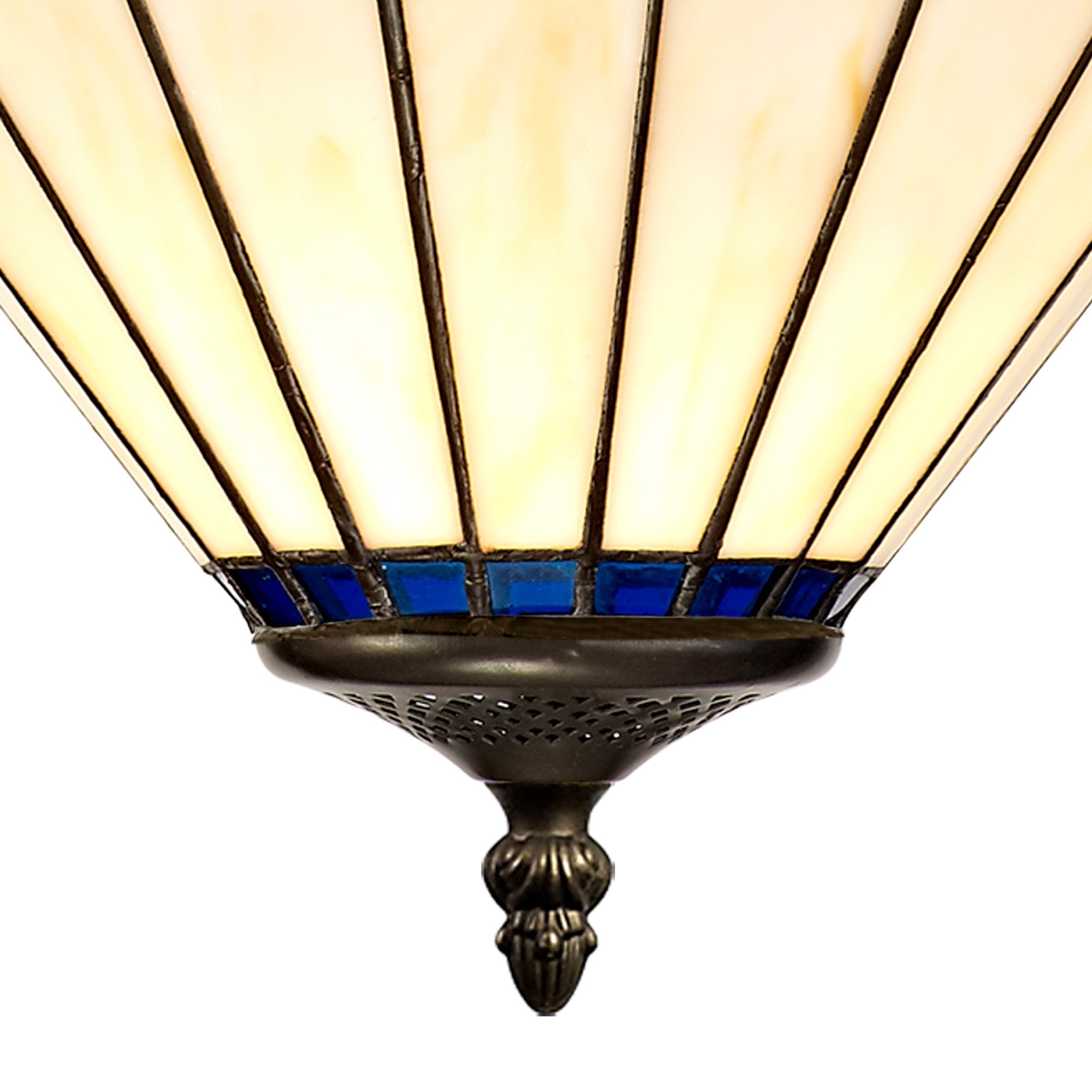 NLK03049 Umbrian 1 Light Up Lighter Pendant With 30cm Tiffany Shade Blue/Chrome/Crystal/Black