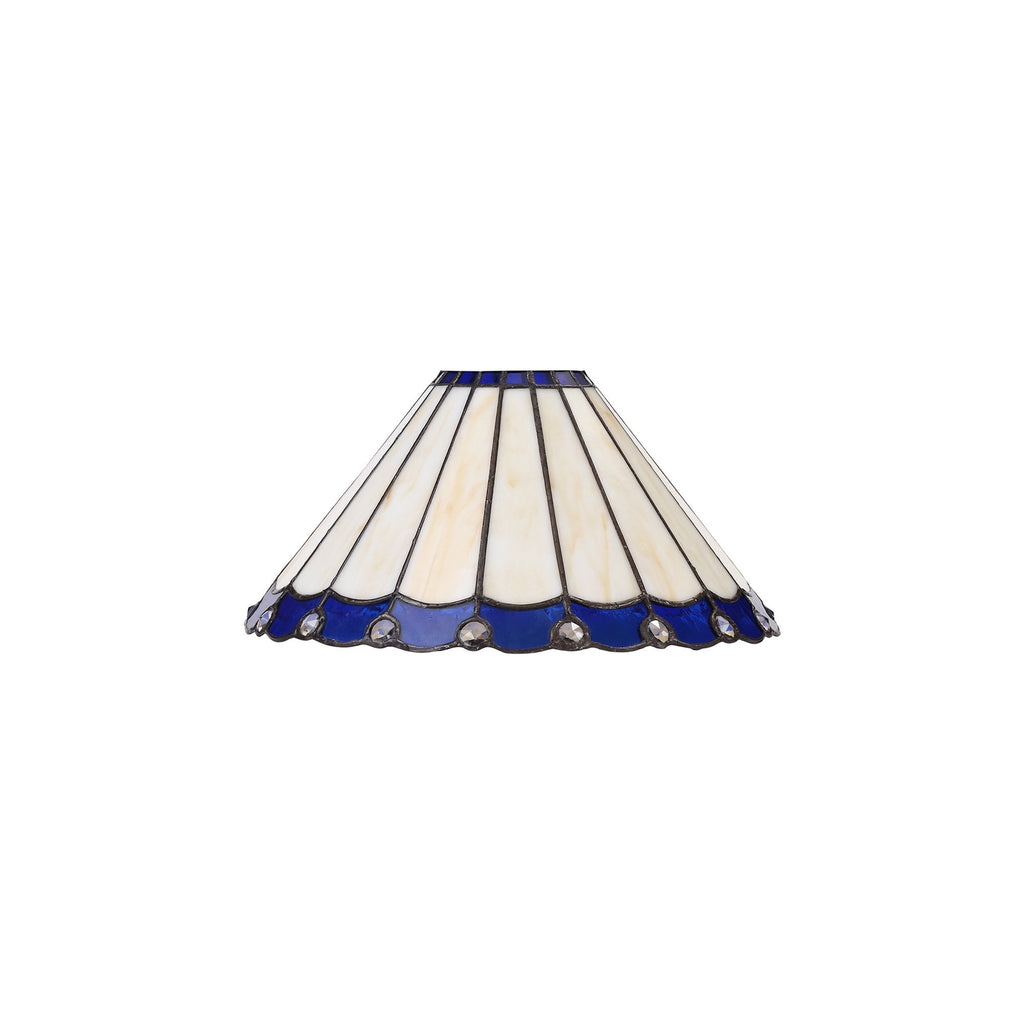 NLK03049 Umbrian 1 Light Up Lighter Pendant With 30cm Tiffany Shade Blue/Chrome/Crystal/Black