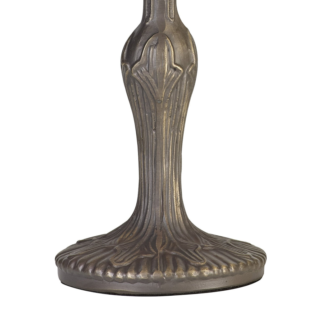 NLK03069 Umbrian 1 Light Curved Table Lamp With 30cm Tiffany Shade Blue/Chrome/Crystal/Aged Antique Brass