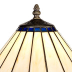 NLK03069 Umbrian 1 Light Curved Table Lamp With 30cm Tiffany Shade Blue/Chrome/Crystal/Aged Antique Brass
