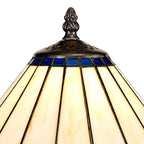 NLK03079 Umbrian 1 Light Octagonal Table Lamp With 30cm Tiffany Shade Blue/Chrome/Crystal/Aged Antique Brass