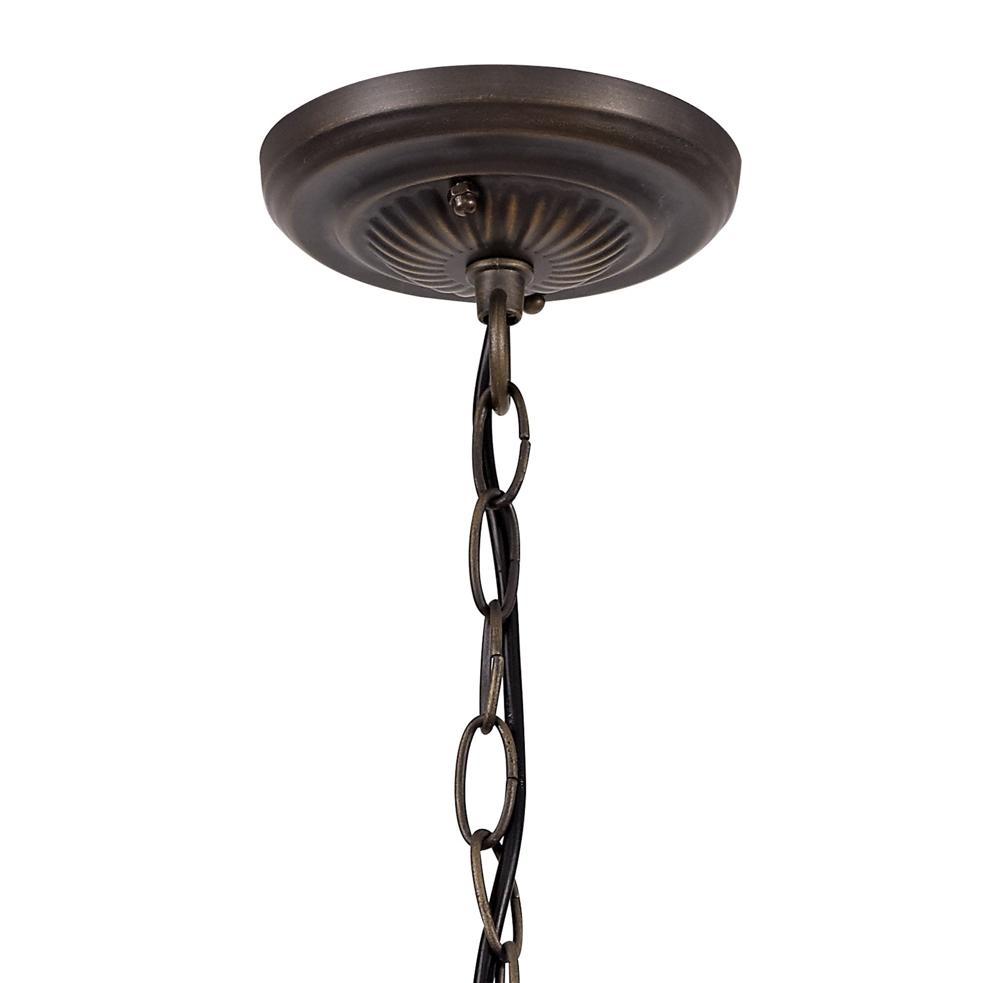 NLK03089 Umbrian 1 Light Down Lighter Pendant With 30cm Tiffany Shade Blue/Chrome/Crystal/Aged Antique Brass