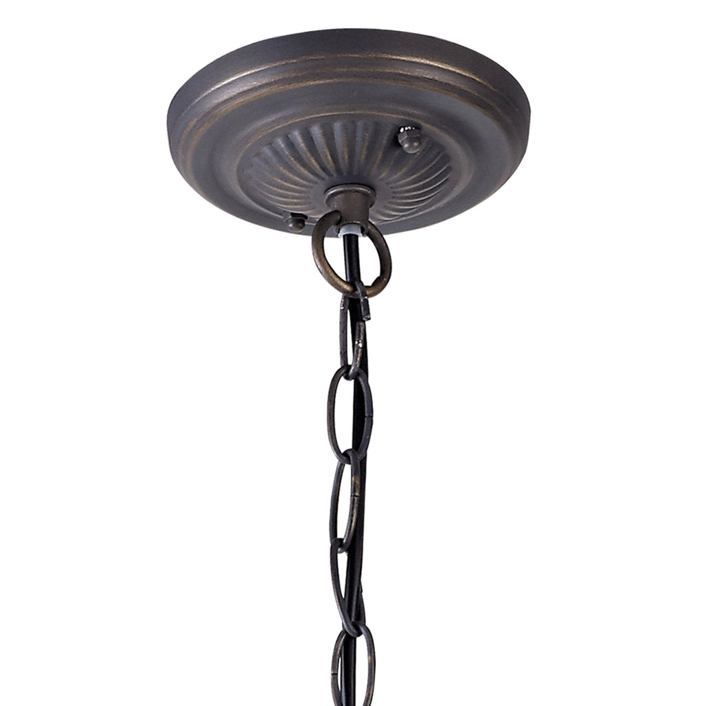 NLK03099 Umbrian 2 Light Down Lighter Pendant With 30cm Tiffany Shade Blue/Chrome/Crystal/Aged Antique Brass