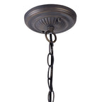 NLK03099 Umbrian 2 Light Down Lighter Pendant With 30cm Tiffany Shade Blue/Chrome/Crystal/Aged Antique Brass