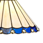 NLK03099 Umbrian 2 Light Down Lighter Pendant With 30cm Tiffany Shade Blue/Chrome/Crystal/Aged Antique Brass