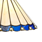 NLK03109 Umbrian 3 Light Down Lighter Pendant With 30cm Tiffany Shade Blue/Chrome/Crystal/Aged Antique Brass