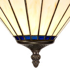 NLK03119 Umbrian 2 Light Semi Ceiling With 30cm Tiffany Shade Blue/Chrome/Crystal/Aged Antique Brass