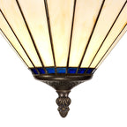NLK03129 Umbrian 3 Light Semi Ceiling With 30cm Tiffany Shade Blue/Chrome/Crystal/Aged Antique Brass