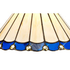 NLK03129 Umbrian 3 Light Semi Ceiling With 30cm Tiffany Shade Blue/Chrome/Crystal/Aged Antique Brass