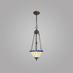 NLK03139 Umbrian 2 Light Up Lighter Pendant With 30cm Tiffany Shade Blue/Chrome/Crystal/Aged Antique Brass