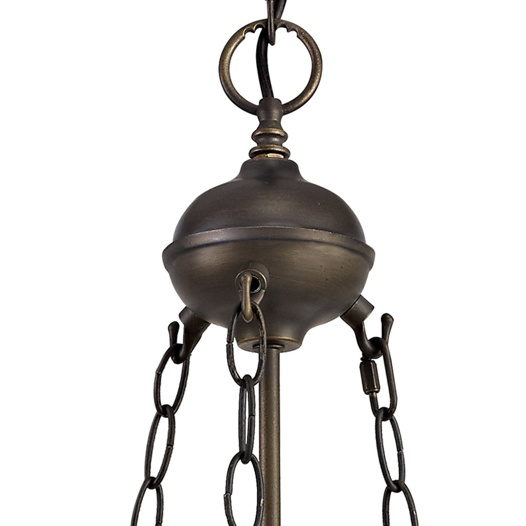 NLK03139 Umbrian 2 Light Up Lighter Pendant With 30cm Tiffany Shade Blue/Chrome/Crystal/Aged Antique Brass