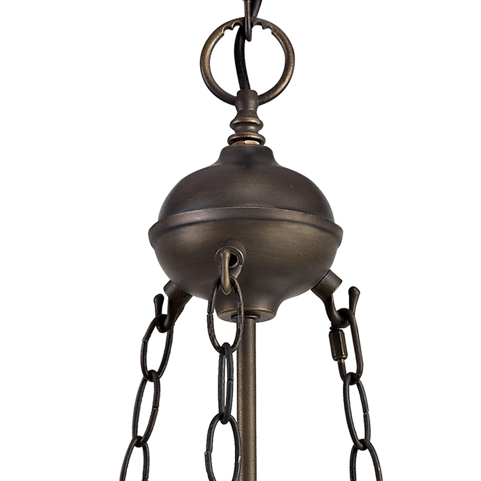 NLK03139 Umbrian 2 Light Up Lighter Pendant With 30cm Tiffany Shade Blue/Chrome/Crystal/Aged Antique Brass