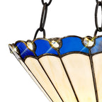 NLK03139 Umbrian 2 Light Up Lighter Pendant With 30cm Tiffany Shade Blue/Chrome/Crystal/Aged Antique Brass