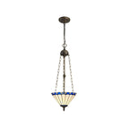 NLK03149 Umbrian 3 Light Up Lighter Pendant With 30cm Tiffany Shade Blue/Chrome/Crystal/Aged Antique Brass