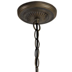 NLK03149 Umbrian 3 Light Up Lighter Pendant With 30cm Tiffany Shade Blue/Chrome/Crystal/Aged Antique Brass