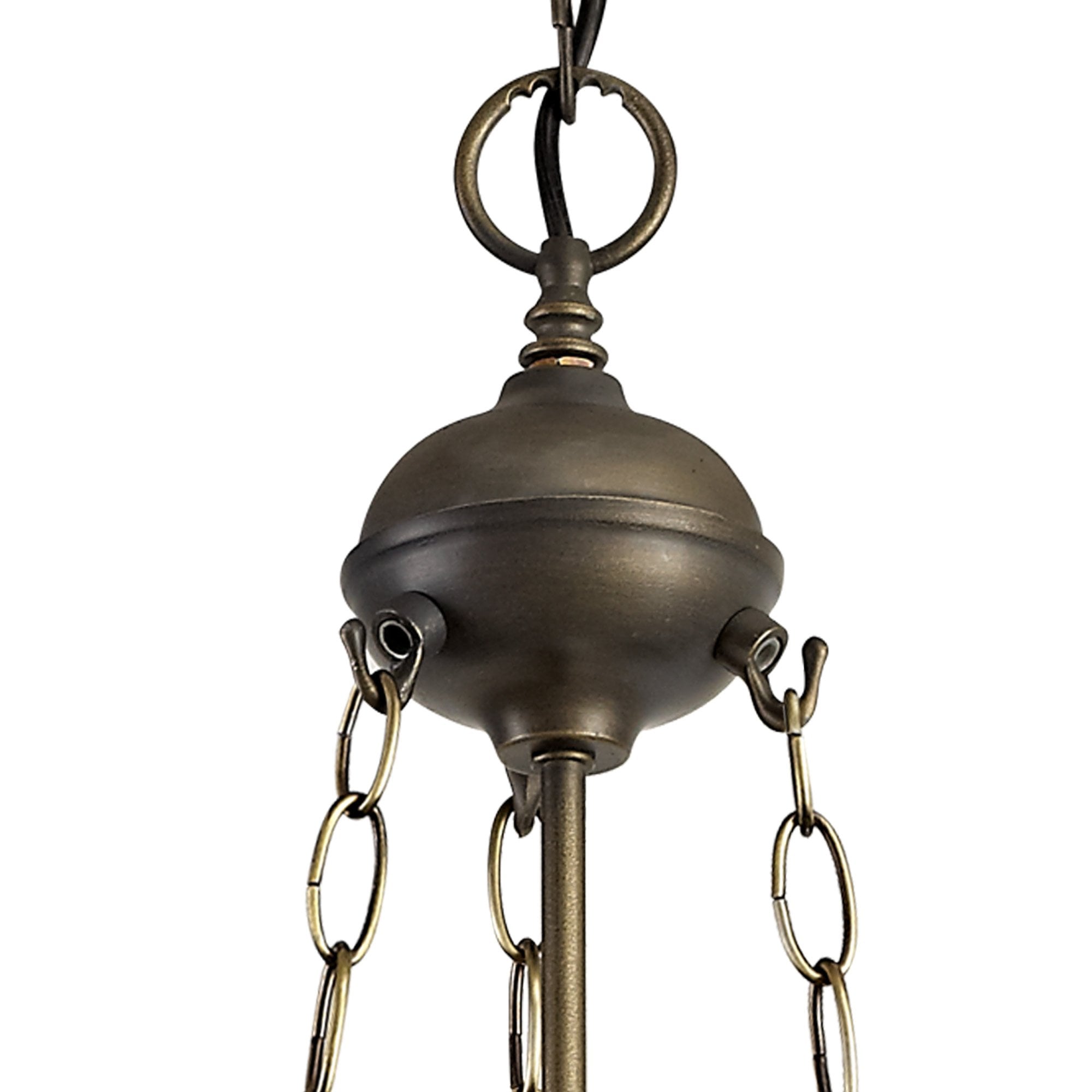 NLK03149 Umbrian 3 Light Up Lighter Pendant With 30cm Tiffany Shade Blue/Chrome/Crystal/Aged Antique Brass
