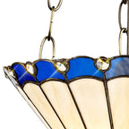 NLK03149 Umbrian 3 Light Up Lighter Pendant With 30cm Tiffany Shade Blue/Chrome/Crystal/Aged Antique Brass