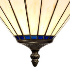NLK03149 Umbrian 3 Light Up Lighter Pendant With 30cm Tiffany Shade Blue/Chrome/Crystal/Aged Antique Brass