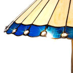 NLK03159 Umbrian 2 Light Tree Like Table Lamp With 40cm Tiffany Shade Blue/Chrome/Crystal/Aged Antique Brass