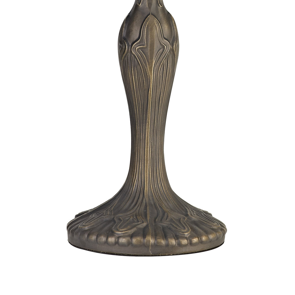 NLK03169 Umbrian 2 Light Curved Table Lamp With 40cm Tiffany Shade Blue/Chrome/Crystal/Aged Antique Brass