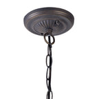 NLK03199 Umbrian 2 Light Down Lighter Pendant With 40cm Tiffany Shade Blue/Chrome/Crystal/Aged Antique Brass