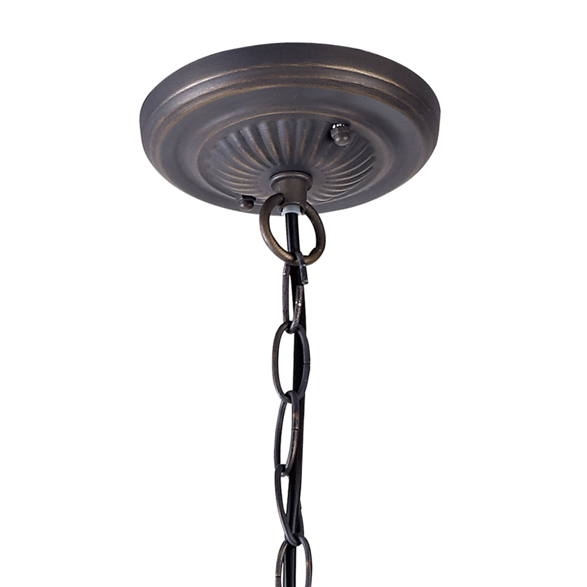 NLK03199 Umbrian 2 Light Down Lighter Pendant With 40cm Tiffany Shade Blue/Chrome/Crystal/Aged Antique Brass