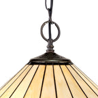 NLK03199 Umbrian 2 Light Down Lighter Pendant With 40cm Tiffany Shade Blue/Chrome/Crystal/Aged Antique Brass